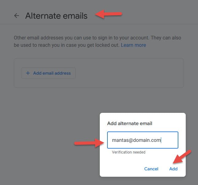 alternate emails on Gmail